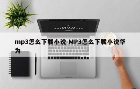 mp3怎么下载小说 MP3怎么下载小说华为